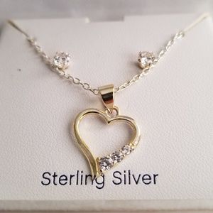 Belk Sterling Silver Heart Necklace & Earrings Set